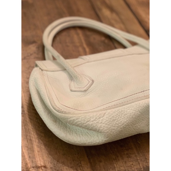 Celine Pebbled Satchel Purse Handbag WHITE CE00/15 - Picture 10 of 16